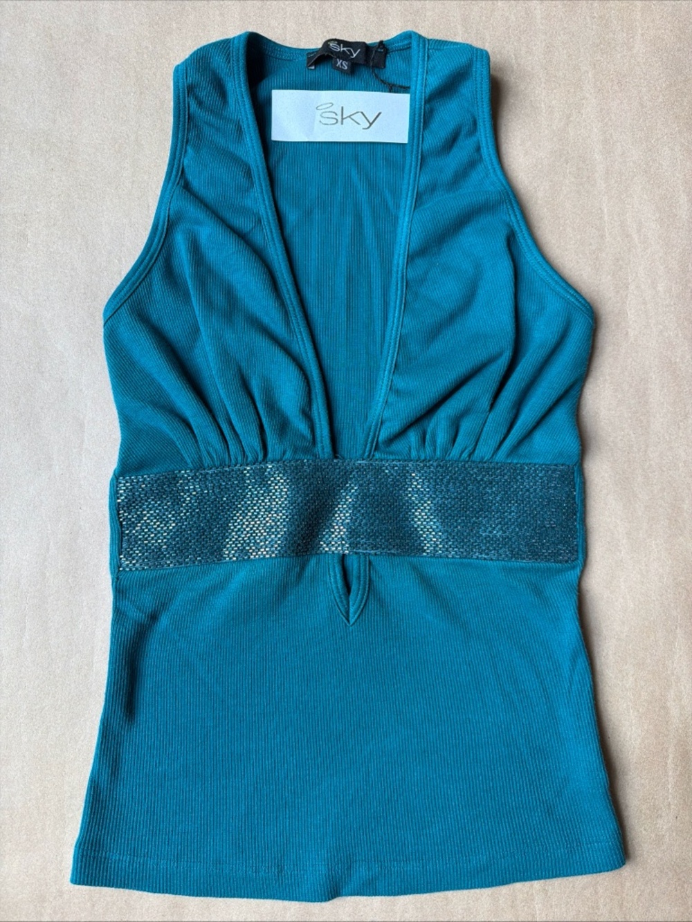 SKY Brand Teal Emerald Green Sexy TOP Beading Size XS / EXTRA SMALL New